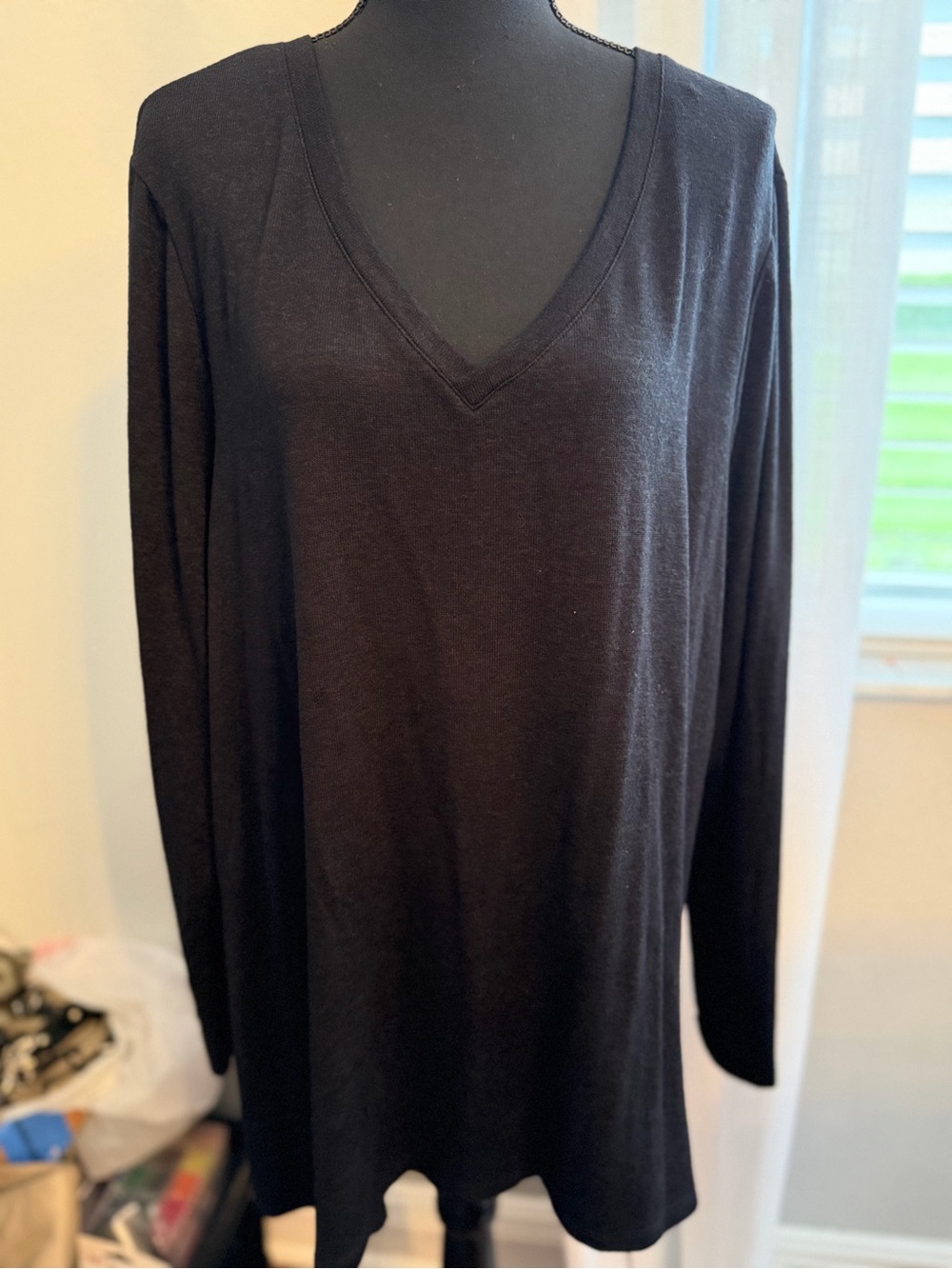 Lane Bryant Black V-Neck Long Sleeve Top